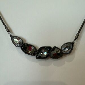 “Touchstone” Black tones Swarovski crystals and Oxidized Silver Necklace